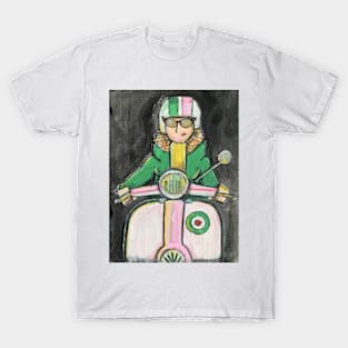 Retro Scooter, Classic Scooter, Scooterist, Scootering, Scooter Rider, Mod Art T-Shirt